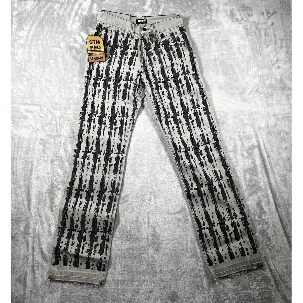 STMPĒD By Ryan Wilkes Jeans Mens 28 Vegas Outlaw Paint Drip Raw Hem StreetWear